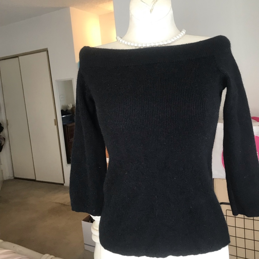 Black Sweater 70% Merino Wool 30% Rabbit Hair XS